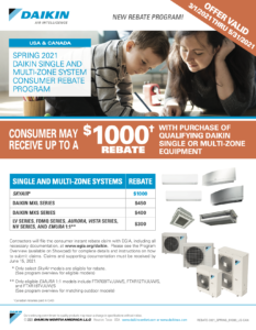 Daikin REBATE SPRING $1000 CAN