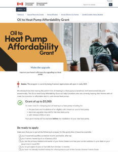 Oil to Heat Pump Affordability Grant