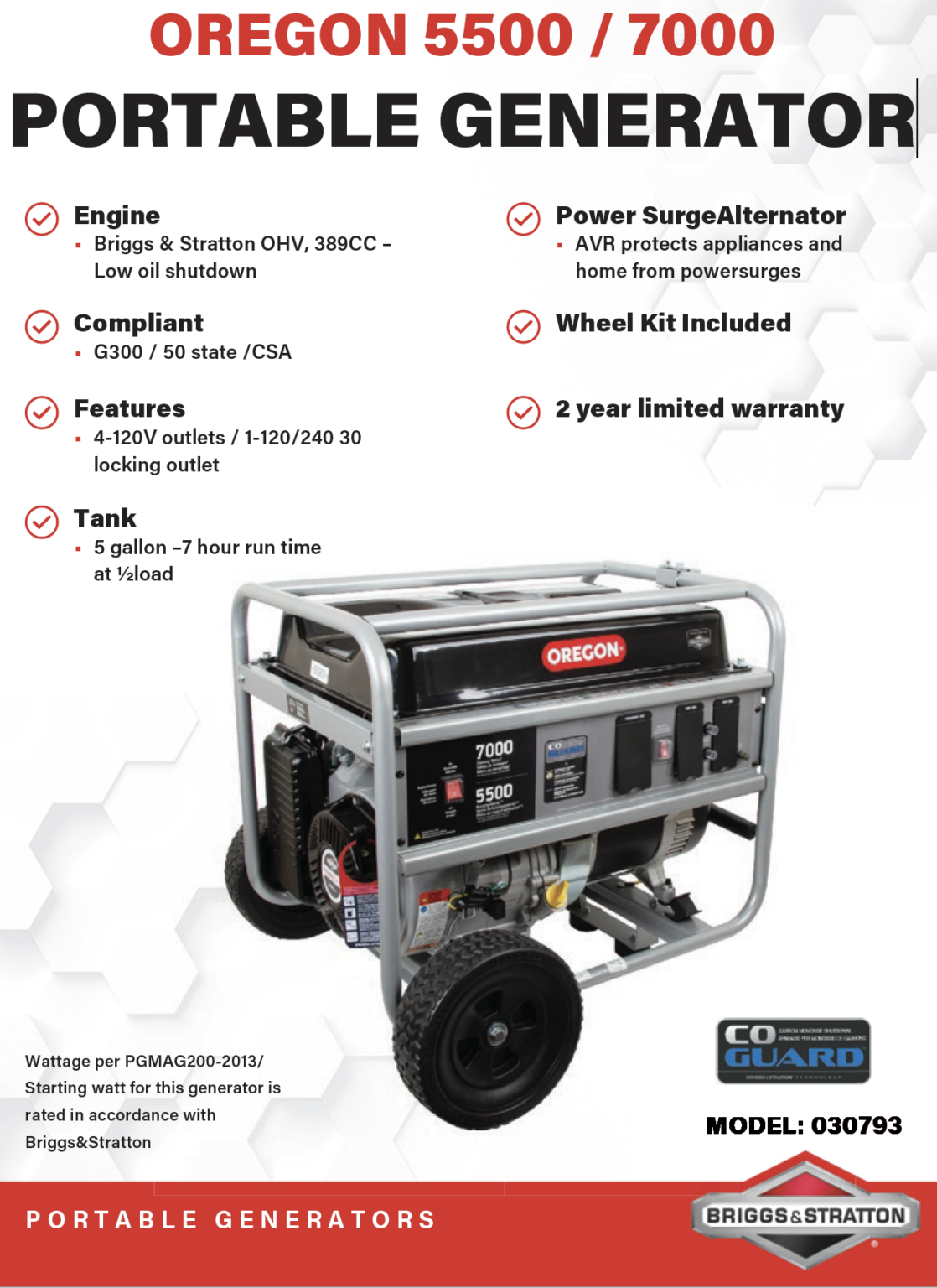 OREGON SERIES 3 PORTABLE GENERATORS Crose Mechanical